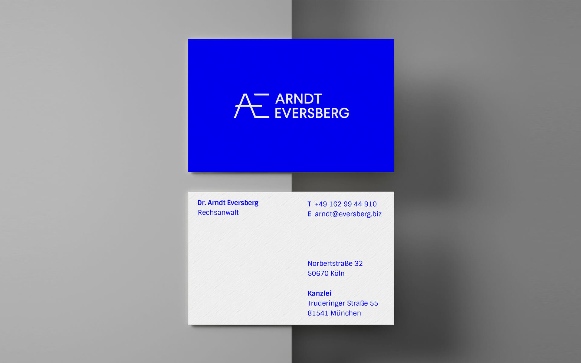 Corporate Design für Arndt Everesberg, Visitenkartengestaltung
