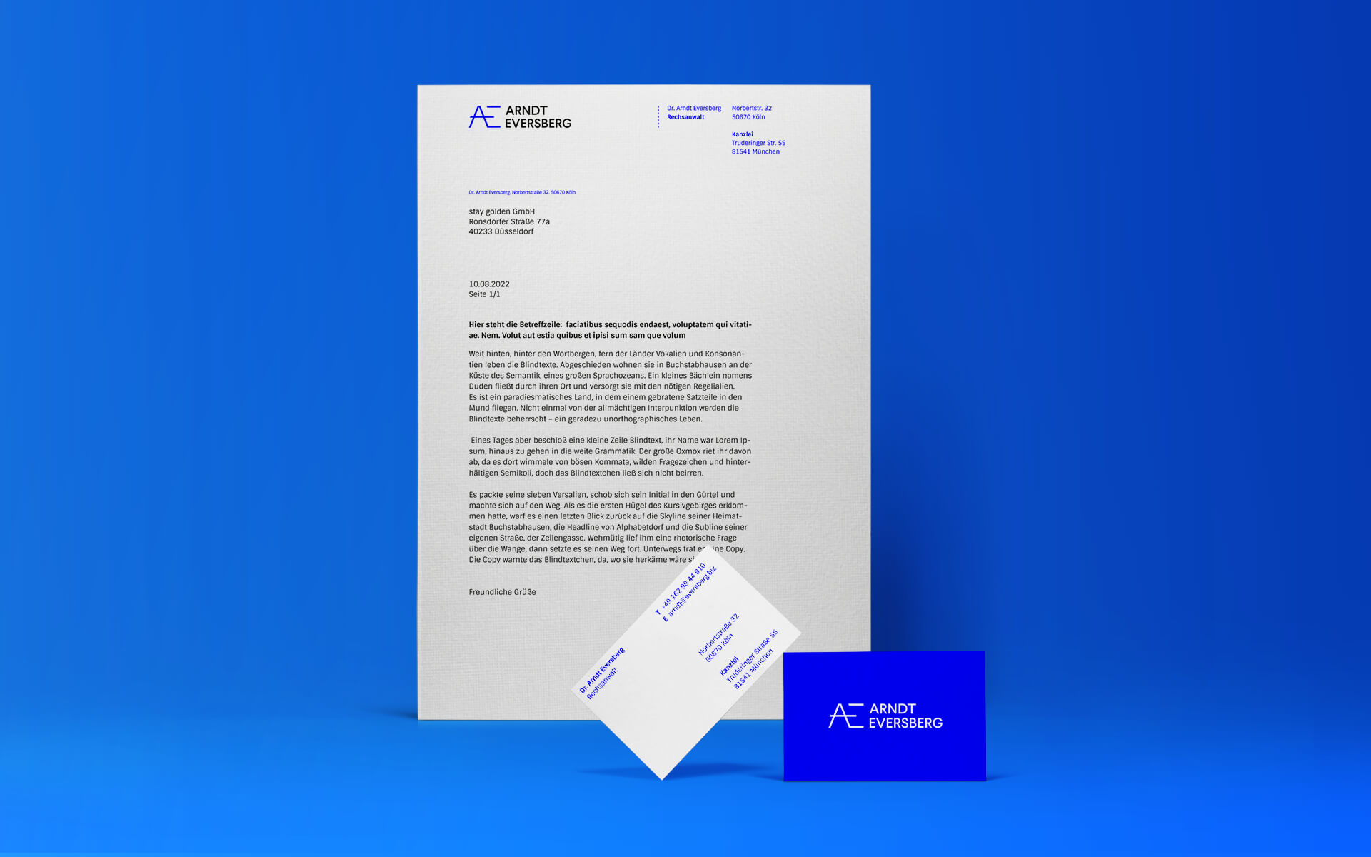 Corporate Design für Arndt Everesberg, Briefbogen- und Visitenkartengestaltung