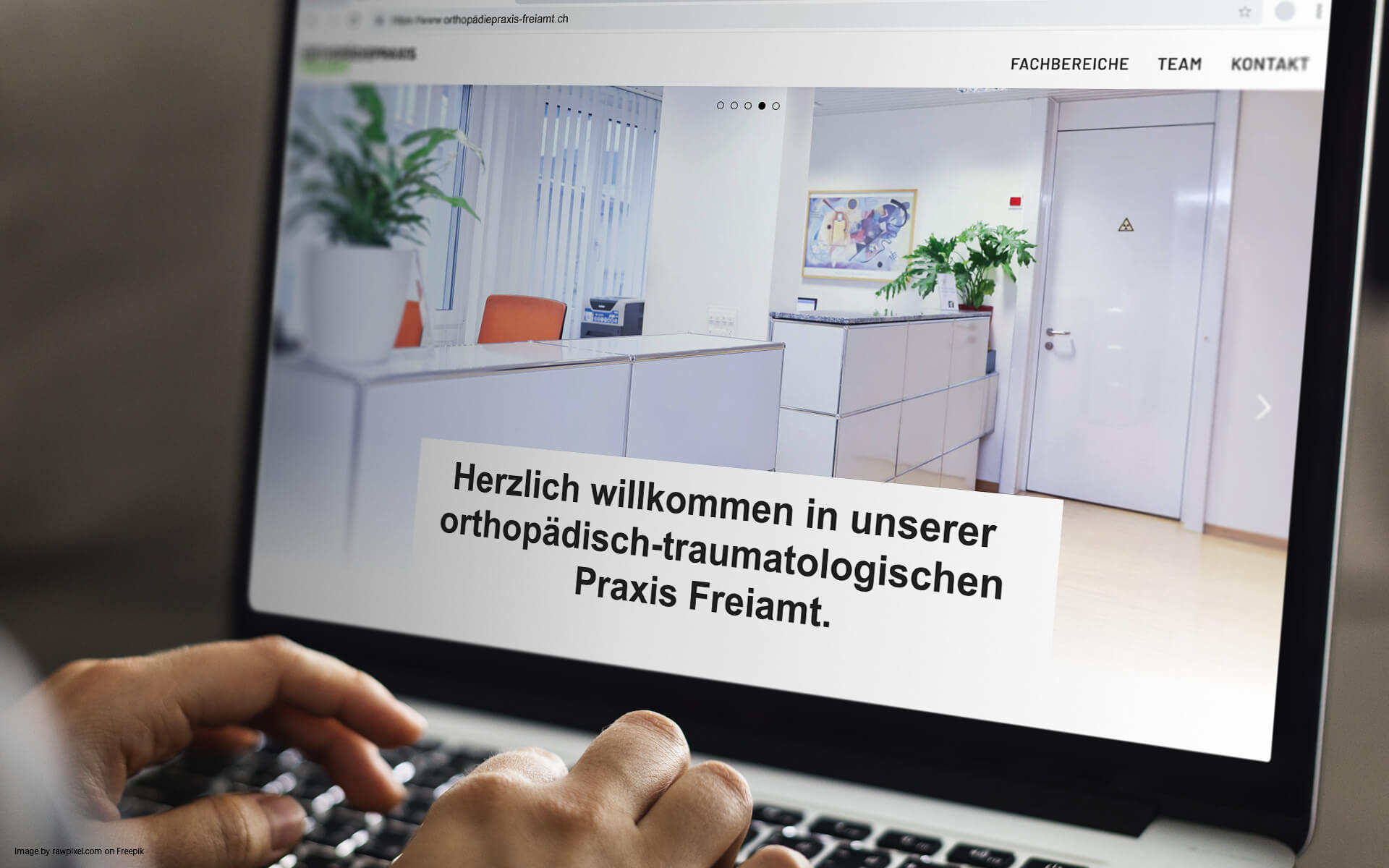 Corporate Design und Webdesign, Orthopädiepraxis Freiamt in der Schweiz, Website
